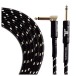 Tourtech 3m/10ft Braided Black & Grey Straight To Angled Guitar Cable