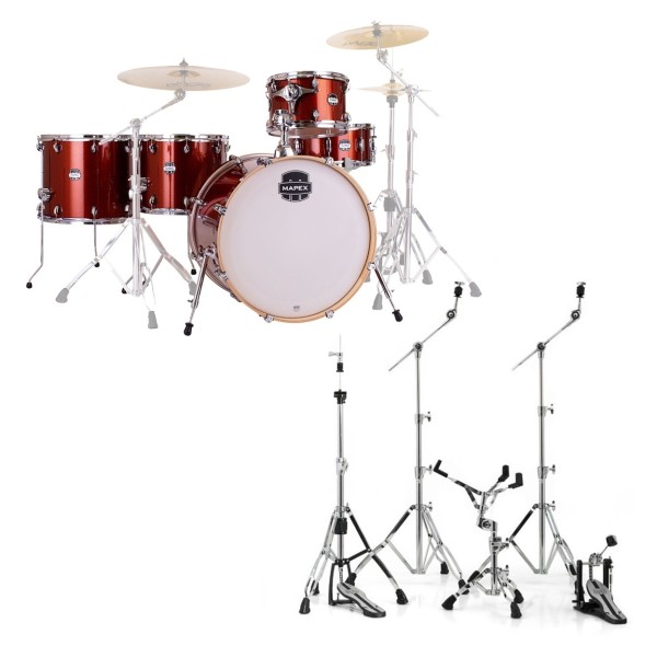 Mapex Mars Birch 22'' 5pc Crossover Drum Kit w/Hardware, Blood Orange