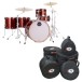 Mapex Mars Birch 22'' 5pc Crossover Shell Pack w/Bags, Blood Orange