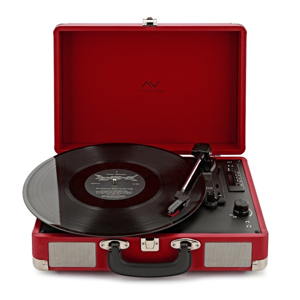 AVCOM Suitcase Turntable with Bluetooth, Red