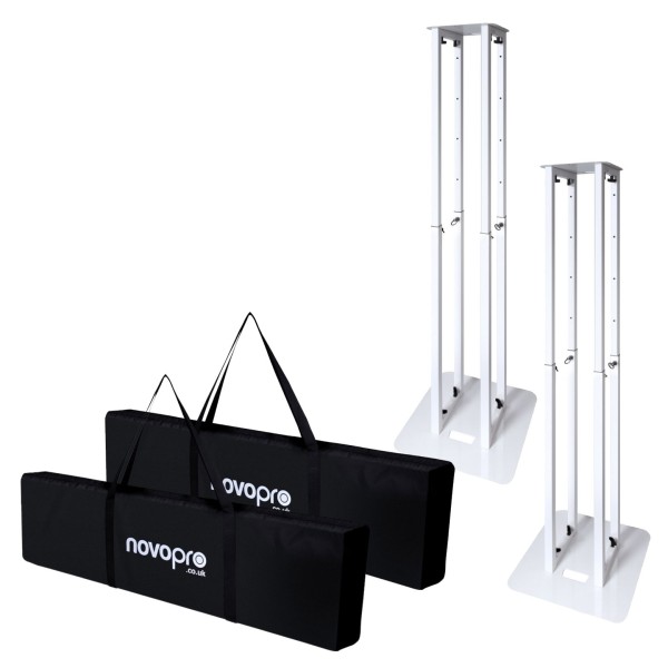 Novopro PS1XL Variable Height Podium Stand, Includes Bag and 2 Scrims (Pair) - Main