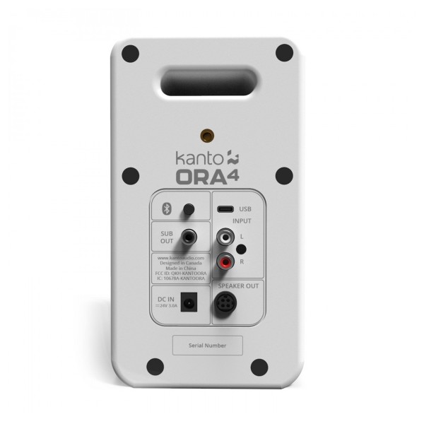 Kanto ORA4 Bookshelf Speakers, White - Rear (Single)