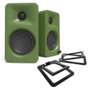 Kanto Ora Desktop Speakers with S2 Tilted Speaker Stands, Moss