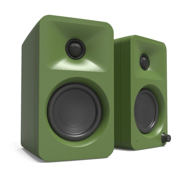 Kanto Ora Powered Reference Desktop Speakers with Bluetooth, Moss - Angled