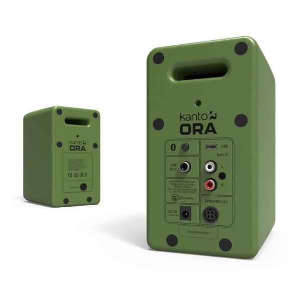 Kanto Ora Speakers, Moss Green - Angled Rear