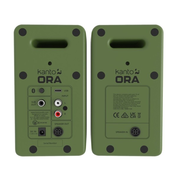 Kanto Ora Powered Reference Desktop Speakers with Bluetooth, Moss - Rear