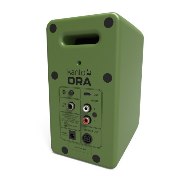 Kanto Ora Powered Reference Desktop Speakers with Bluetooth, Moss - Angled Rear (Single)