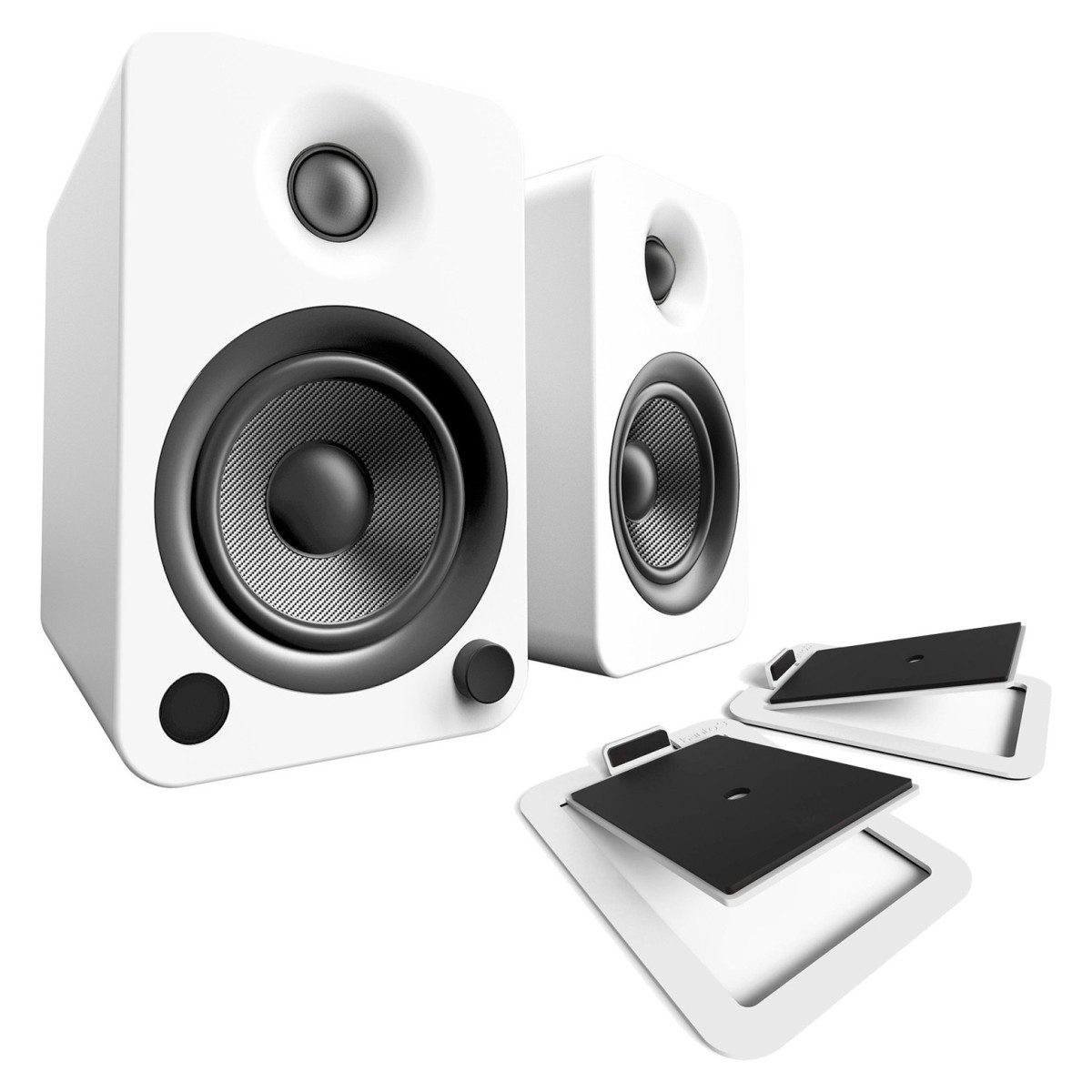 Click to view product details and reviews for Kanto Yu4 Powered Bookshelf Speakers With S4 Tilted Stands White.