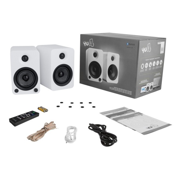 YU4 Bookshelf Speakers, Matte White - Full Contents