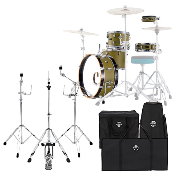 Dixon Drums 'Little Roomer' Gig Pack w/Hardware & Bags, Olive Green