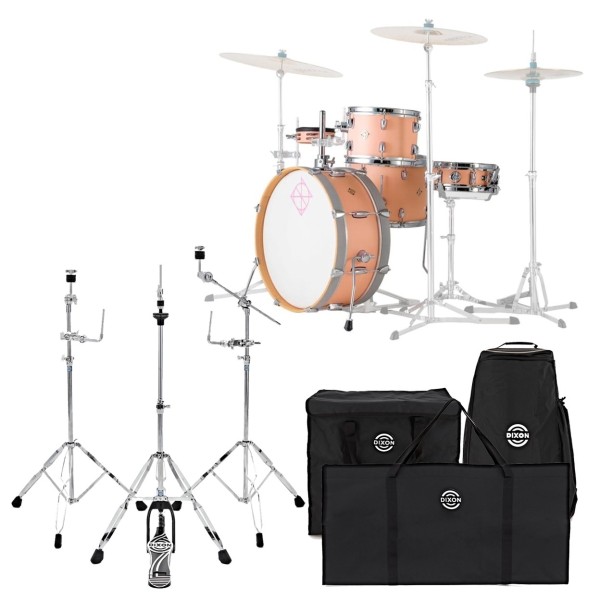 Dixon Drums 'Little Roomer' Gig Pack w/Hardware & Bags, Satin Peach Fuzz