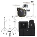 Dixon Drums 'Little Roomer' Gig Pack w/Hardware & Bags, Gloss Black w/Yellow Hoops