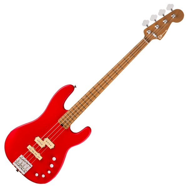 Charvel Pro-Mod Bass SD PJ Iv Mah Satin Ferrari Red Bass Guitar - front