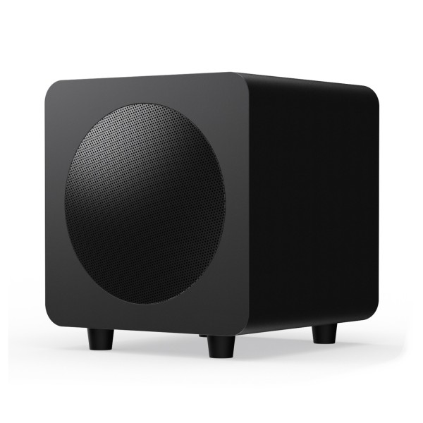 Kanto SUB6 Vinyl Subwoofer, Matte Black - Angled