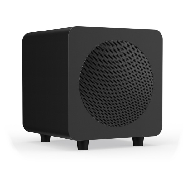 Kanto SUB6 Vinyl Subwoofer, Matte Black - Angled 2