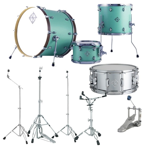 Dixon Cornerstone Hybrid 22'' Drum Kit w/Hardware & Steel Snare, Satin Neo-Mint