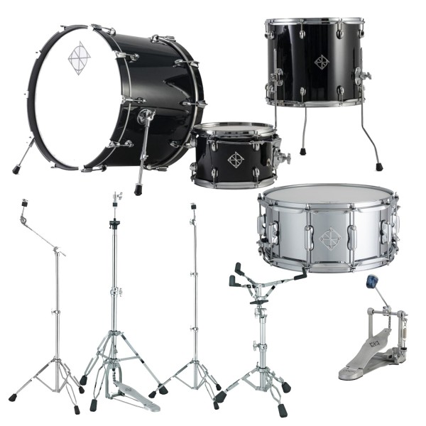 Dixon Cornerstone Hybrid 22'' Drum Kit w/Hardware & Steel Snare, Piano Black Gloss