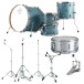 Dixon Kit de batería Cornerstone Hybrid 20'' con herrajes y acero Snare, Azul Quetzal satinado