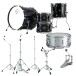 Dixon Cornerstone Hybrid 20'' Drum Kit w/Hardware & Steel Snare, Piano Black Gloss