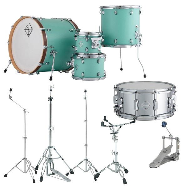Dixon Cornerstone Hybrid 22'' Drum Kit w/Hardware & Steel Snare, Satin Neo-Mint