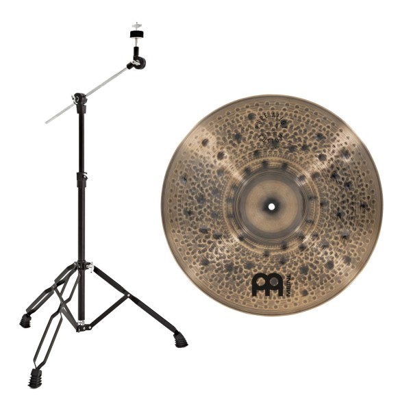 Meinl Pure Alloy Custom 18" Extra Thin Hammered Crash & Gear4music Boom Arm Stand, Black