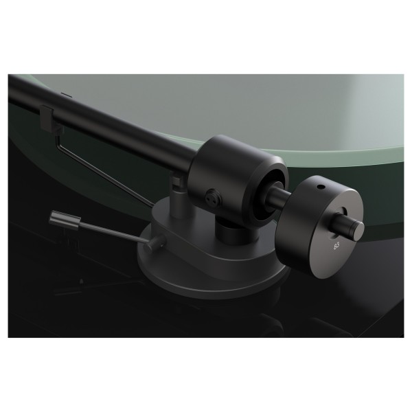 Pro-Ject T1 EVO Phono Turntable, Black - Detail image, bearings, tonearm, and counterweight