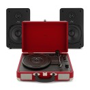 AVCOM Koffer Draaitafel met Actieve Luidspeakers, Rood & Zwart