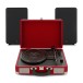 AVCOM Red Suitcase Turntable With Black Active Speakers Bundle