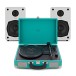 AVCOM Suitcase Turntable with Active Speakers, Green & White