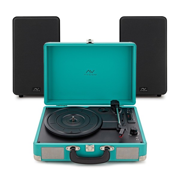 AVCOM Suitcase Turntable With Active Speakers Bundle