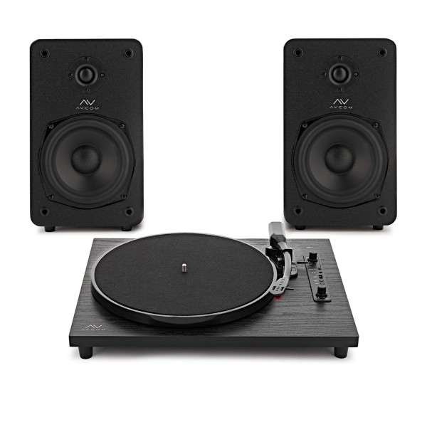 AVCOM Turntable and Active Speaker System, Black