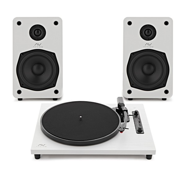 AVCOM Turntable and Active Speaker System, White