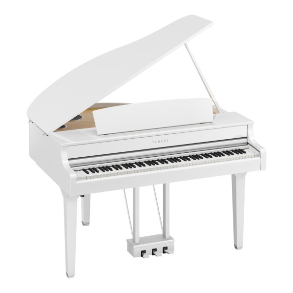 Yamaha CLP 895 Digital Grand Piano, Polished White - Angle