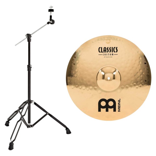 Meinl Classics Custom 18'' Powerful Crash & Gear4music Boom Arm Stand, Black