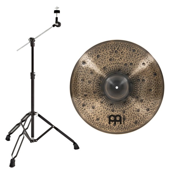 Meinl Pure Alloy Custom 20" Extra Thin Hammered Crash & Gear4music Boom Arm Stand, Black