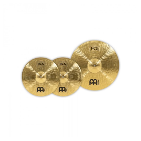 Meinl HCS Cymbal Set, 14" Hi Hat & 18" Crash/Ride & Gear4music Stands, Black