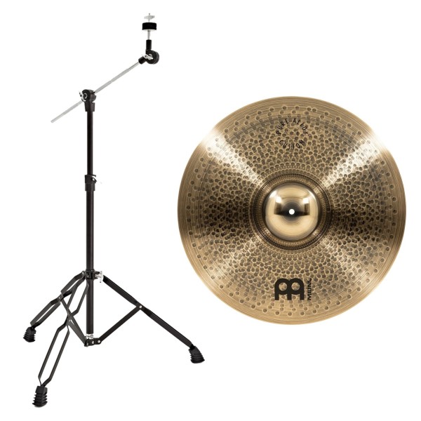 Meinl Pure Alloy Custom 22" Medium Thin Ride & Gear4music Boom Arm Stand, Black
