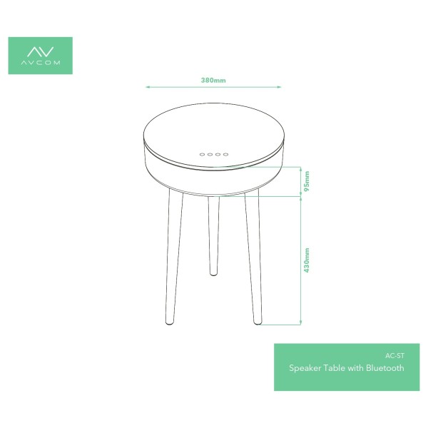 AVCOM Speaker Table with Bluetooth, Black