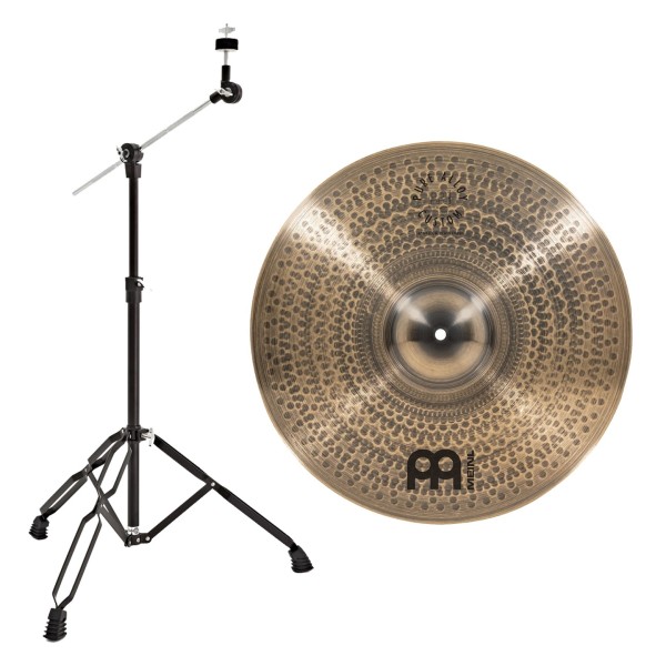 Meinl Pure Alloy Custom 18'' Medium Heavy Crash Cymbal & Gear4music Boom Arm Stand, Black