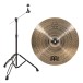Meinl Pure Alloy Custom 18'' Medium Heavy Crash Cymbal & Gear4music Boom Arm Stand, Black