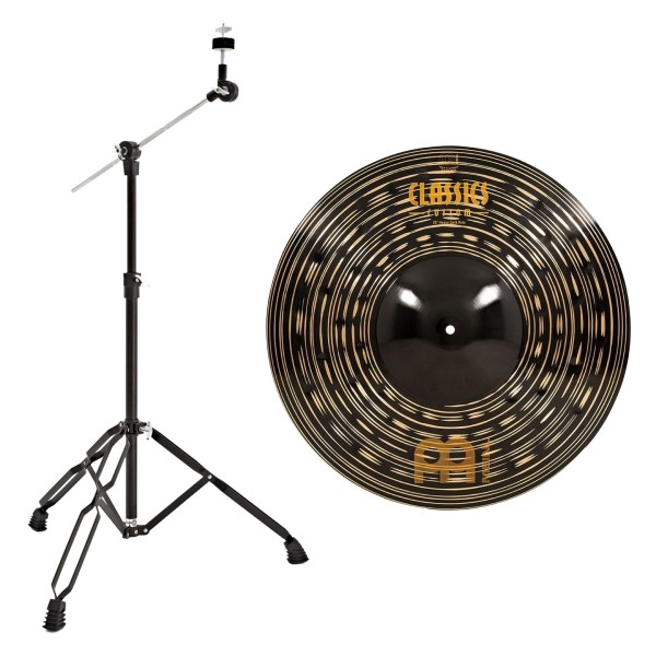 Meinl Classics Custom Dark 20" Heavy Ride & Gear4music Boom Arm Stand, Black