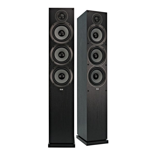 ELAC Debut F6.2 Vinyl Floorstanding Speaker (Pair), Black Ash - no grille