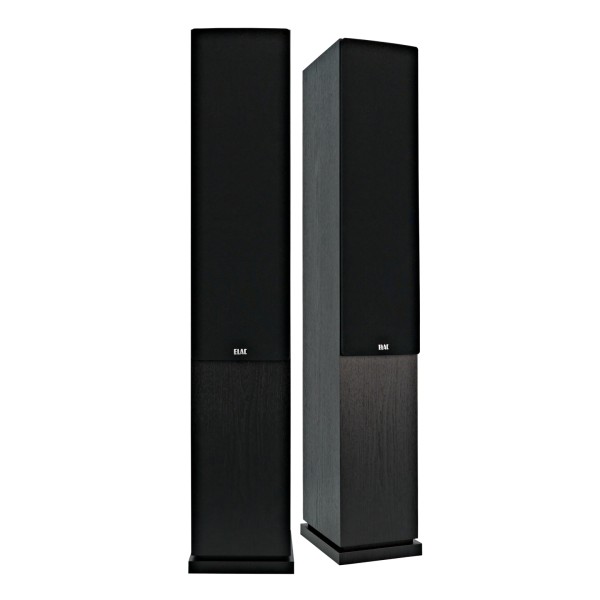 ELAC Debut F6.2 Vinyl Floorstanding Speaker (Pair), Black Ash grilles 