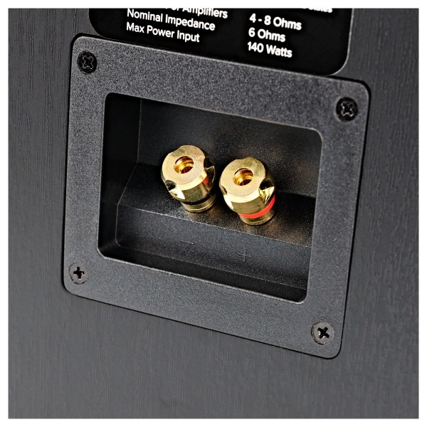 ELAC Debut F6.2 Vinyl Floorstanding Speaker (Pair), Black Ash - terminals 