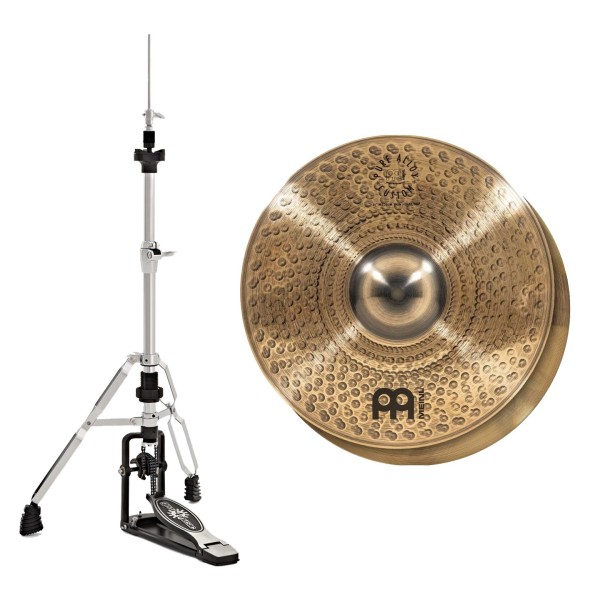 Meinl Pure Alloy Custom 14" Medium Thin Hi-Hats & Heavy Duty Two-Leg Hi-Hat Stand by Gear4music