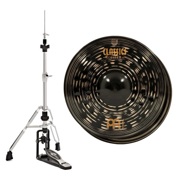 Meinl Classics Custom Dark 15'' Hi-Hats & Heavy Duty Two-Leg Hi-Hat Stand by Gear4music