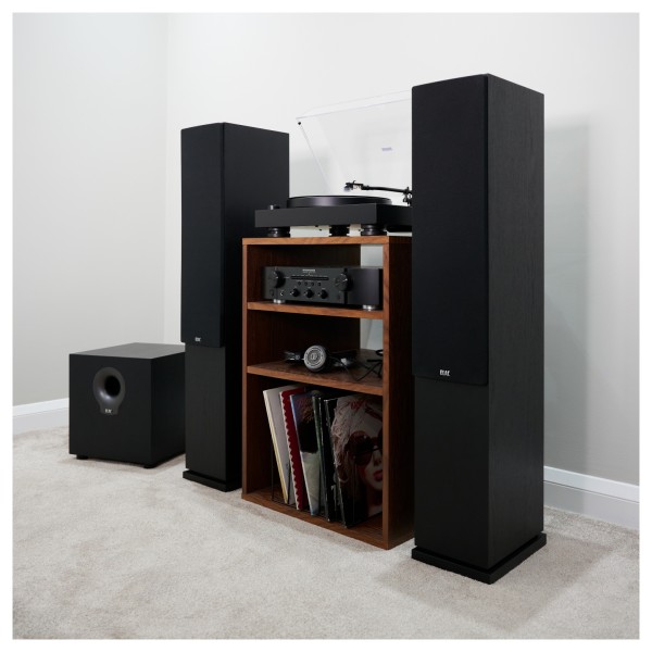 ELAC Debut F6.2 Floorstanding Speaker (Pair), Black Ash - lifestlye 1