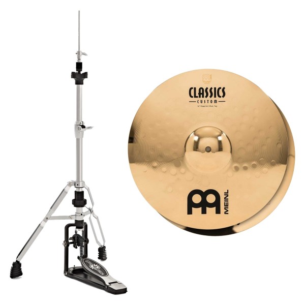 Meinl Classics Custom 14" Powerful Hi-Hats & Heavy Duty Two-Leg Hi-Hat Stand by Gear4music