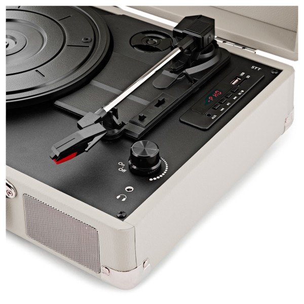 AVCOM Suitcase Turntable with Active Speakers, Cream & Black