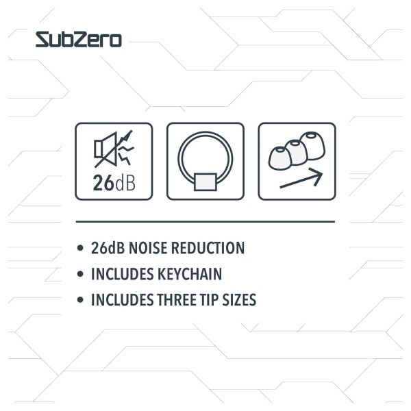 SubZero Pro Concert Earplugs with Case, White